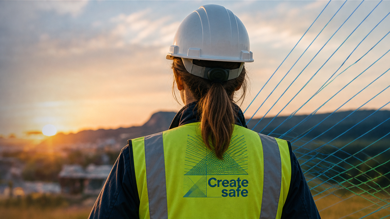 A Create Safe professional at work in a high-visibility vest